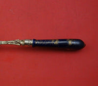 Cobalt Dresden German Silver Buffet Fork Gold Washed Fancy 9 5/8" Floral