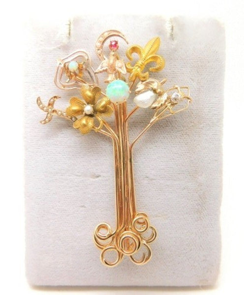 14k and 10k Gold Victorian Stick Pin Collection Tree Brooch Jewelry (#J636)