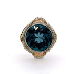 14k White Gold Art Deco Huge Lab-Created Spinel Filigree Ring Jewelry (#J5606)