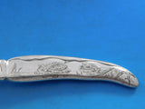 Lap Over Edge Acid Etched Tiffany Sterling Silver Fish Knife Two Turtles 7 7/8"