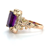 12k Rose Gold 2.86ct Genuine Natural Amethyst Ring Jewelry Modernist (#J5848)