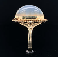 14k Yellow Gold High Dome Genuine Natural Moonstone Ring Handwrought (#J6495)