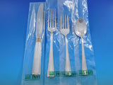 Embassy Scroll Gold by Lunt Sterling Silver Flatware Set 8 Service 40 pcs New