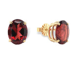 14k Oval Red Genuine Natural Garnet Stud Earrings 4.56 Carats TW (#J7294)