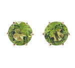 14k Yellow Gold 3.90 Carat TW Genuine Natural Peridot Stud Earrings (#J7023)