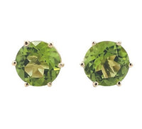 14k Yellow Gold 3.90 Carat TW Genuine Natural Peridot Stud Earrings (#J7023)