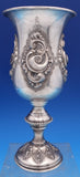 Italian Sterling Silver Goblet with Beaded & Swirl design 9 3/8" Heavy (#8371)