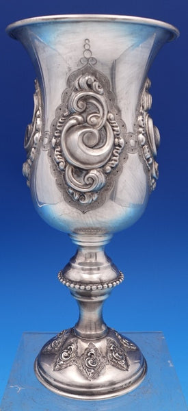 Italian Sterling Silver Goblet with Beaded & Swirl design 9 3/8" Heavy (#8371)