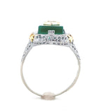 10k Gold Filigree Ring w/ Green Genuine Natural Onyx and Diamond Accent (#J6597)