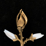 14k Yellow Gold Freshwater River Pearl Magnolia Branch Pin (#J5574)