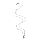 14k White Gold .33ct Oval Genuine Natural Emerald and Diamond Pendant (#J7390)