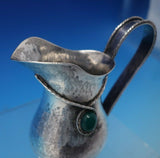 Portuguese Sterling Silver Creamer and Underplate Green Stone Rope Border #4988