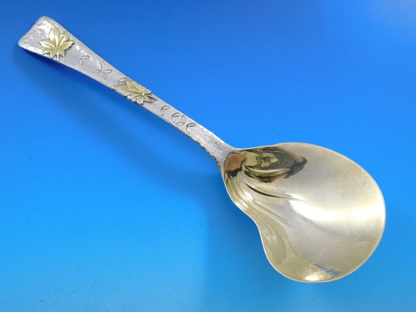 Lap Over Edge by Tiffany Sterling Silver Kidney Berry Spoon applied Bug & Leaves
