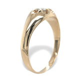 14k Yellow Gold Men's Belcher Ring w/European Cut Genuine Natural Diamond #J7398