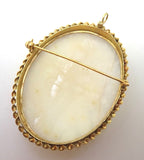 Large Oval 14k Gold Genuine Natural Shell Cameo Pin / Pendant (#J3772)