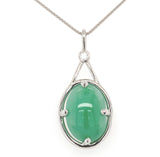Platinum 9.55 Carat GIA Jadeite A Jade Pendant w/Diamond Platinum Chain (#J6512)