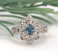 14k White Gold .67ct Genuine Natural Montana Sapphire Ring Unheated (#J7175)