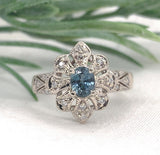 14k White Gold .67ct Genuine Natural Montana Sapphire Ring Unheated (#J7175)