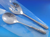 Repousse by Kirk Sterling Silver Salad Serving Set Pierced Custom Made 10 7/8"