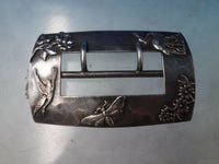 Shiebler Hand Hammered & Applied Sterling Silver Belt Buckle #1458 3"x2" (#6152)