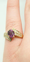 14k Gold 1.84ct Raspberry Genuine Natural Sapphire and Diamond Ring (#J507)