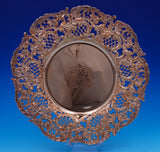 J.E. Caldwell Sterling Silver Lunch Plate Vermeil Fancy Cast Pcd Roses 9" #8952