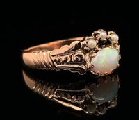 9k Rose Gold Australian Oval Opal Victorian Ring Size 5.25 Jewelry (#J6784)