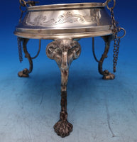 Martin, Hall and Co English Silverplate Kettle on Stand Bright-Cut w/Rams #7418