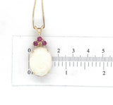 14k Gold Oval 13.89 Carat Australian Genuine Natural Opal Pendant Rubies #J6715