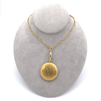 14k Yellow Gold Antique Locket on 18k Yellow Gold Handmade Chain (#J6278)