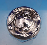 Sterling Silver and Glass Dresser Jar with Repoussed Roses #2655 (#9234)