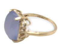 10k Yellow Gold 4.35ct Lavender Genuine Natural Chalcedony Ring Size 7 (#J7116)