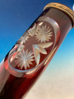 Crystal Cranberry Cut Glass Tussie Mussie Posey Posy Holder (#J1200)