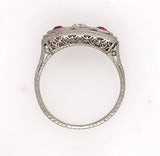 Platinum .16ct Diamond and Synthetic Lab-Created Ruby Filigree Ring (#J6186)