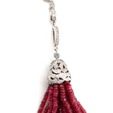 14k White Gold 163 Carats Genuine Natural Ruby Bead Necklace (#J5340)