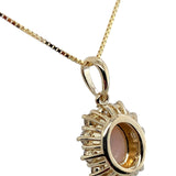 14k Yellow Gold .59ct Australian Genuine Opal Pendant w/ Diamond Halo (#J7428)