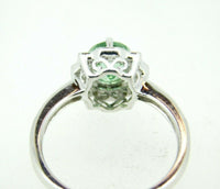 18k White Gold Sea Green Genuine Natural Tourmaline and Diamond Ring (#J5043)