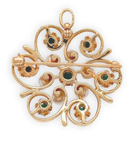 14k Yellow Gold Turquoise and Pearl Flower Brooch Pin 1 1/8" Jewelry (#J6694)
