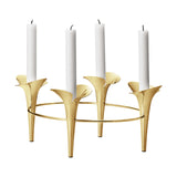 Bloom by Georg Jensen Stainless Steel Taper Candleholder 18kt Gold - New