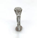 Art Deco 18k White Gold Filigree .16ct Genuine Natural Diamond Ring (#J6182)