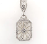 10k Gold Filigree Genuine Natural Rock Crystal Diamond Pendant Orig Chain #J6262