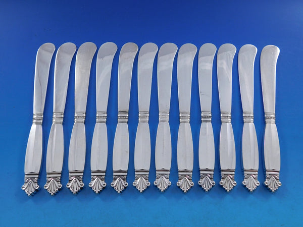 Acanthus by Georg Jensen Sterling Silver Butter Spreader HH AS Paddle Set 12 pcs