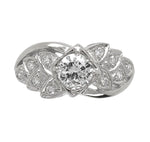14k White Gold Vintage .50ct Genuine Diamond Engagement Ring w/GIA Report #J6748