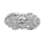 14k White Gold Vintage .50ct Genuine Diamond Engagement Ring w/GIA Report #J6748