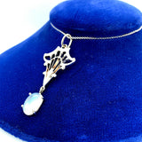14k White Gold Oval 2.84ct Genuine Natural Moonstone Pendant (#J5367)