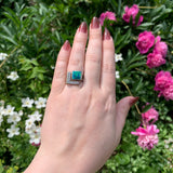14k White Gold Custom Genuine Natural Opal Diamond Ring by Harry Roa (#J7309)