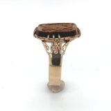 Victorian Genuine Natural Tiger's Eye Cameo 10k Gold Ring Size 10.5 (#J6222)