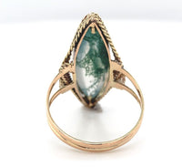 10k Yellow Gold Handwrought Genuine Natural Moss Agate Ring Size 5 (#J6580)