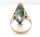 10k Yellow Gold Handwrought Genuine Natural Moss Agate Ring Size 5 (#J6580)