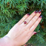 Victorian 9k Yellow Gold Ring with 3.79ct Cabochon Genuine Natural Garnet #J6387